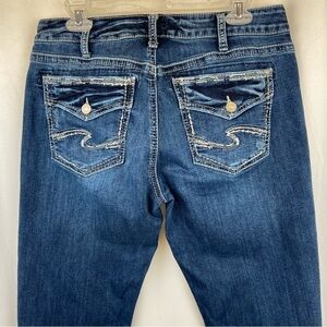 Silver Avery Slim Bootcut Denim Jeans Dark Wash W30 L32 Flap Pockets Western